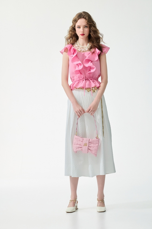 立體壓花寬腿七分褲,春夏穿搭