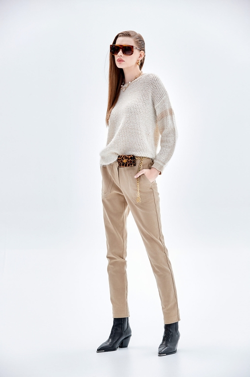 月見草色牛仔長褲,窄管褲,褲子