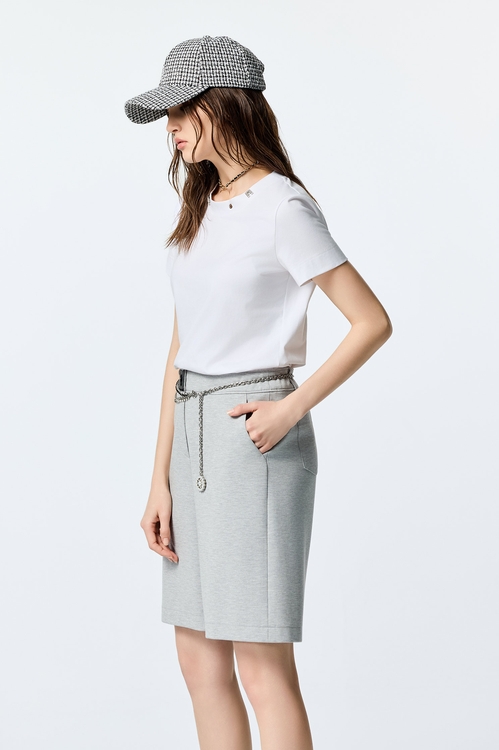 薄暮灰休閒風百慕達褲,短褲