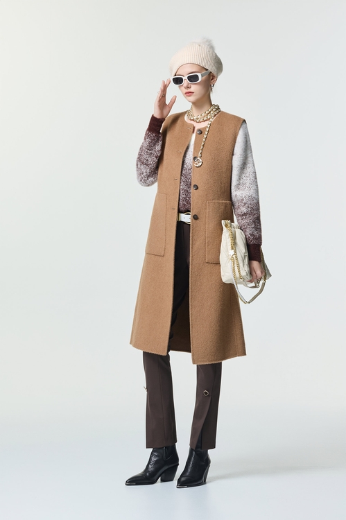 質樸焦糖色修身長褲,窄管褲,褲子