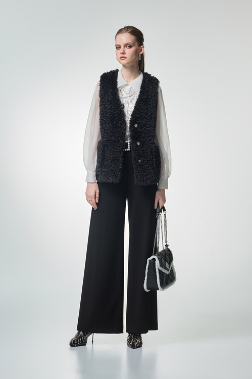 極致黑顯瘦大寬褲,黑色褲子