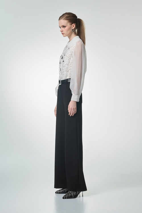 極致黑顯瘦大寬褲,黑色褲子