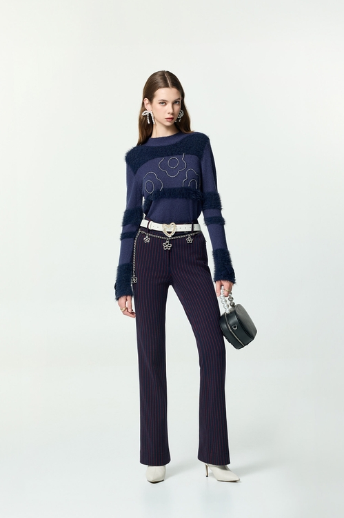 火焰色條紋喇叭長褲,褲子,褲子