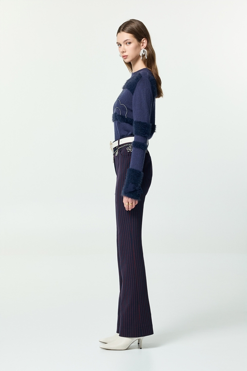 火焰色條紋喇叭長褲,褲子,褲子