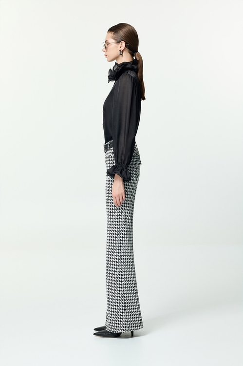 黑白千鳥無拉鏈彈性顯瘦神褲,褲子,褲子