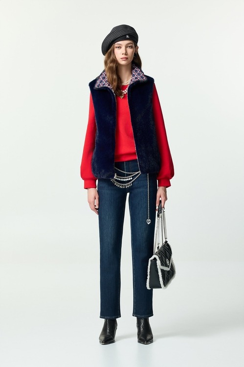 五彩鑽飾口袋牛仔合身褲,窄管褲,褲子