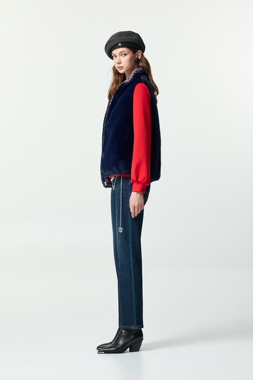 五彩鑽飾口袋牛仔合身褲,窄管褲,褲子