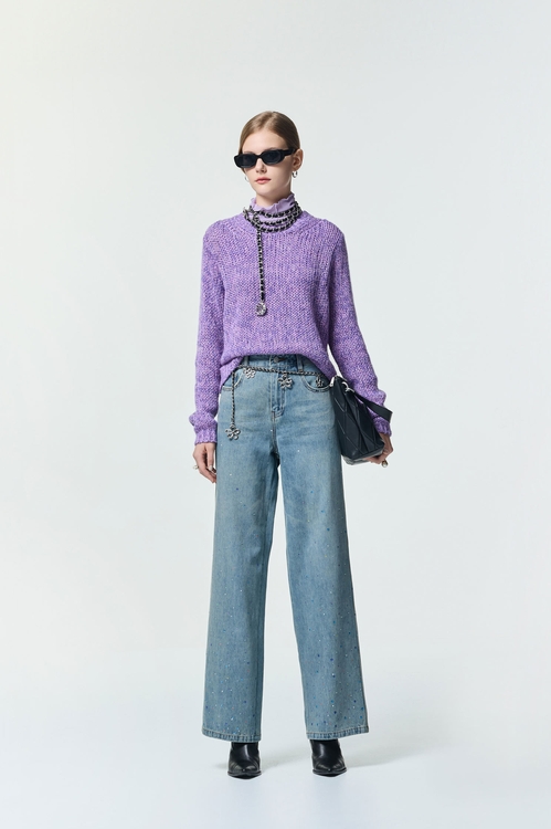 閃光五彩點點牛仔寬褲,褲子,褲子