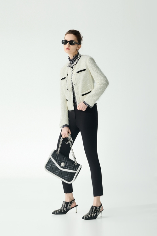 金屬釦環九分窄管褲,窄管褲,褲子