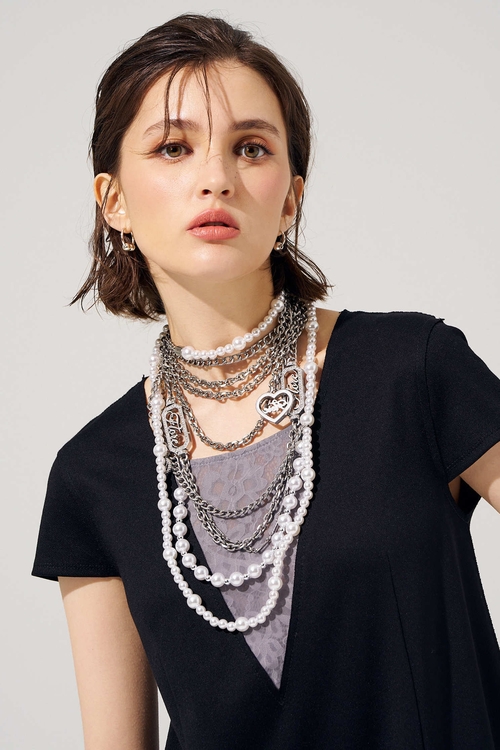 黑灰假兩件式長洋裝,長洋裝