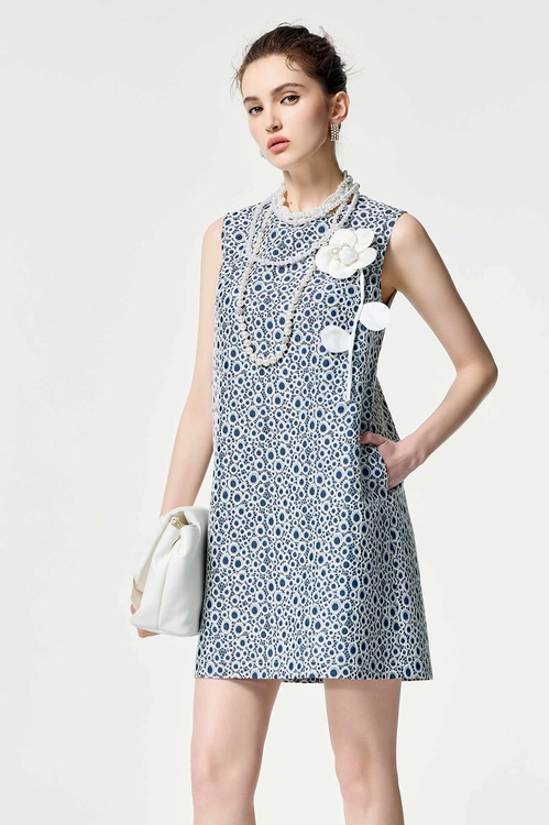 貼合蕾絲偽牛仔洋裝,蕾絲裙