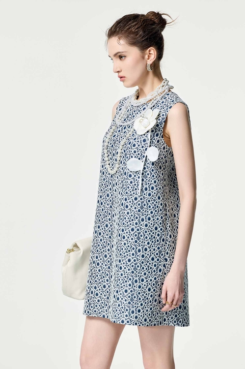 貼合蕾絲偽牛仔洋裝,蕾絲裙