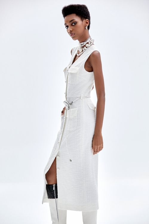 端莊優雅雪白長洋裝,長洋裝