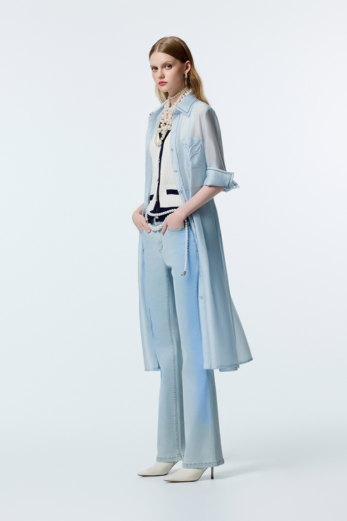 帆船藍跳色壓線造型洋裝,小禮服