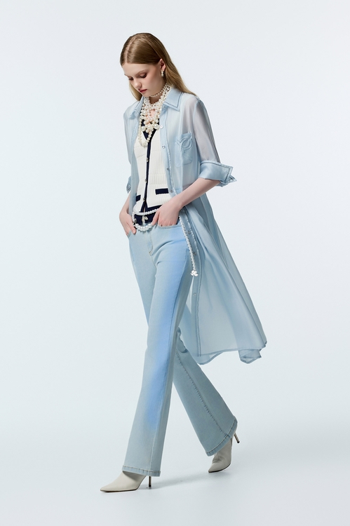 帆船藍跳色壓線造型洋裝,小禮服