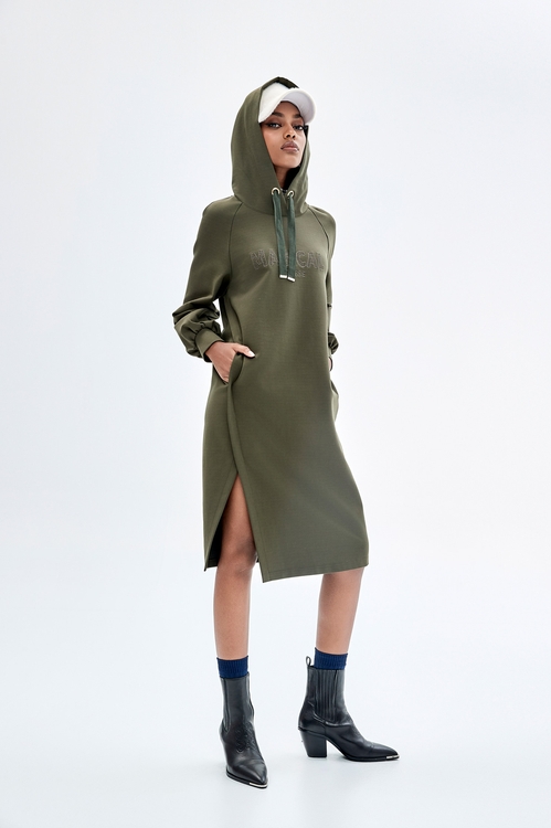 魔法刺繡連帽洋裝,長袖洋裝