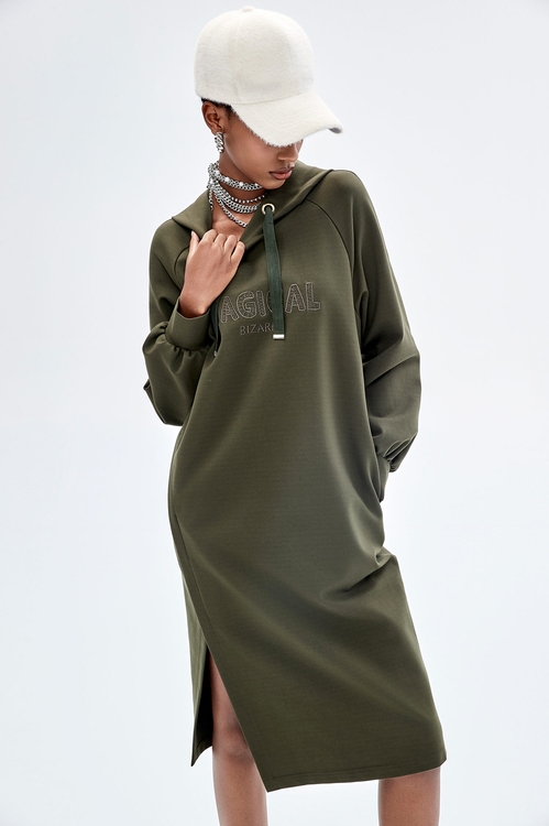 魔法刺繡連帽洋裝,長袖洋裝