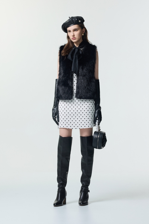 小香風波點印花短洋裝,波點