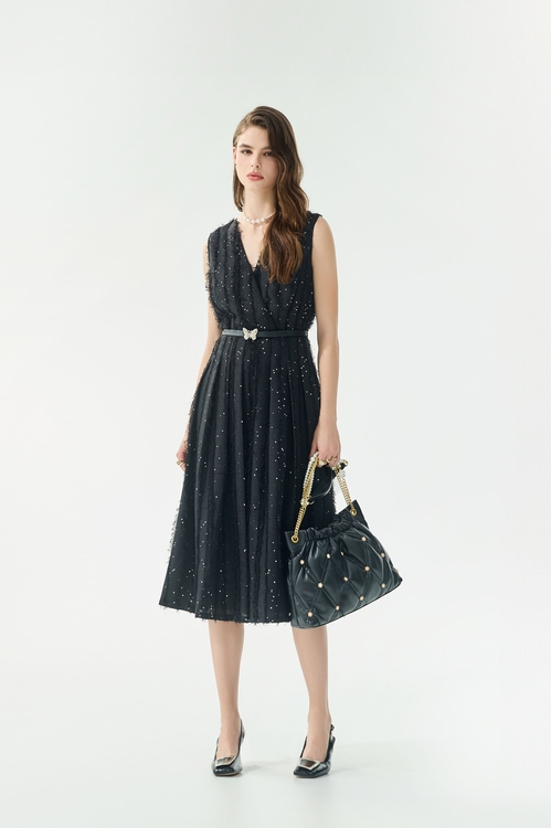 華麗崁飾亮片無袖洋裝,洋裝特輯