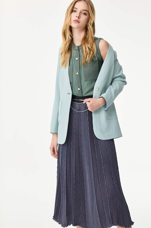 高山綠絲棉拼針織背心,針織背心