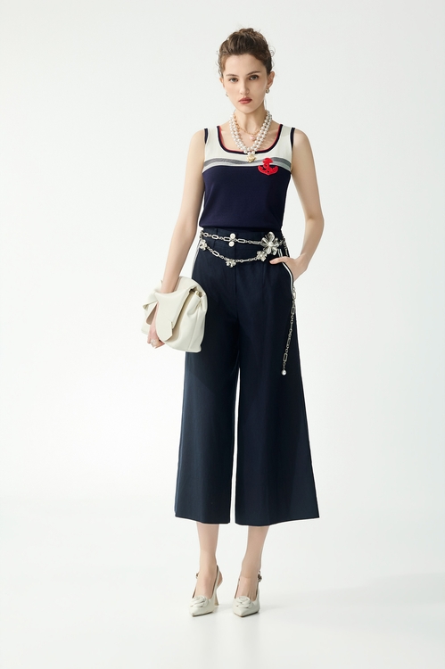 綴刺繡船錨針織背心,一般背心馬甲