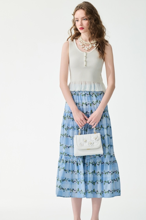 宮廷風荷葉下擺針織背心,春夏穿搭