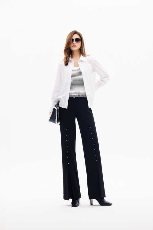 黑白細條針織小背心,輕奢度假