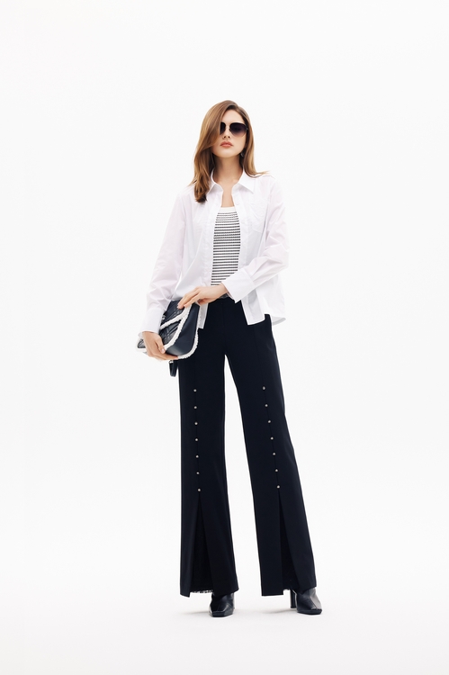 黑白細條針織小背心,輕奢度假