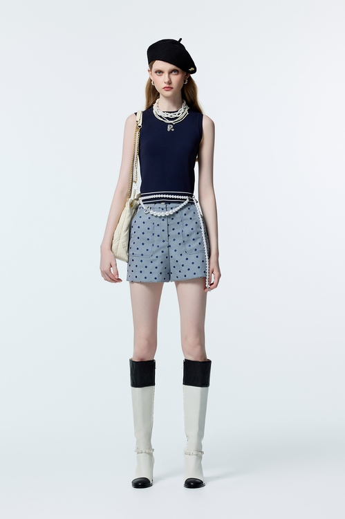 極簡水手藍針織背心,無袖背心