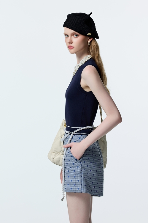 極簡水手藍針織背心,無袖背心