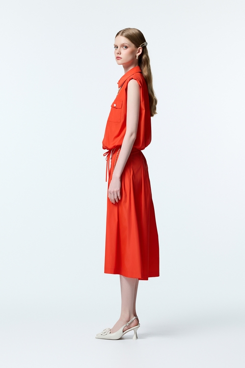 螢光耀火色綁帶上衣,無袖背心