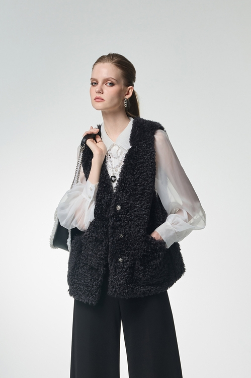 夜黑泰迪熊背心外套,背心外套