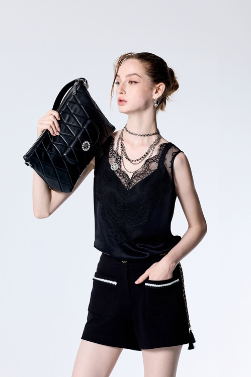 睫毛蕾絲紗典無袖背心,蕾絲背心