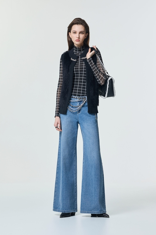 仿貂毛彈性針織背心,秋冬穿搭