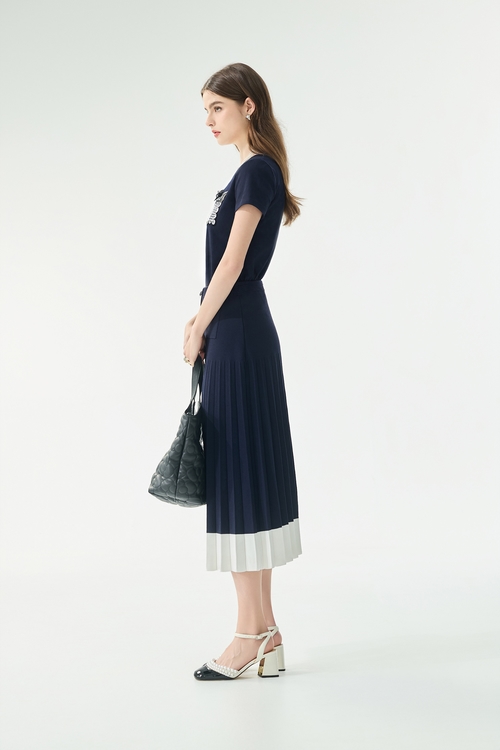 配色花瓣邊口袋Ｔ恤上衣,蕾絲