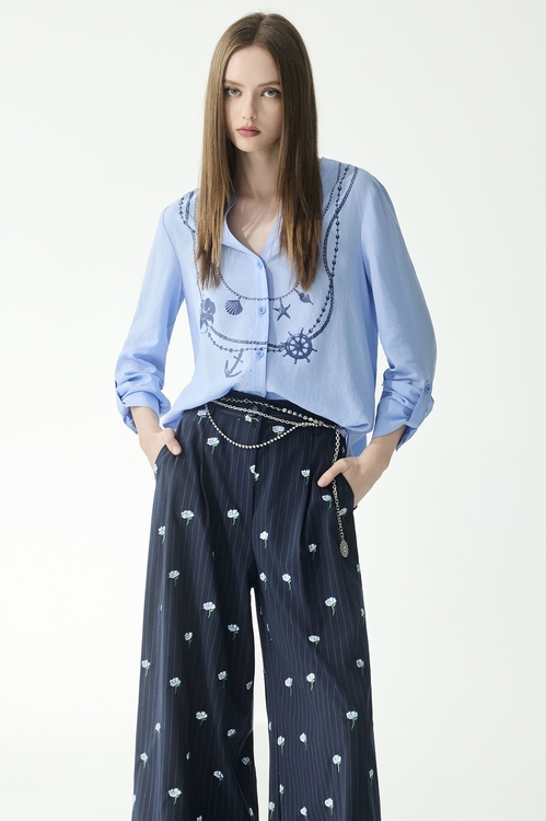 海洋印花純棉上衣,上衣