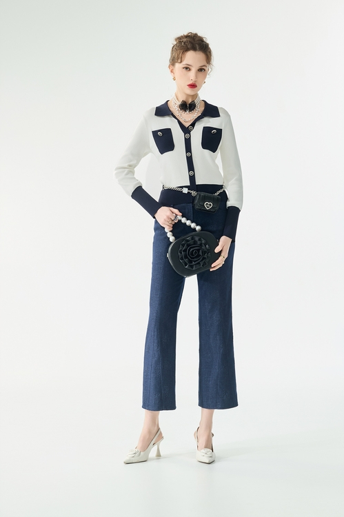 午夜藍配色造型上衣,蝴蝶結