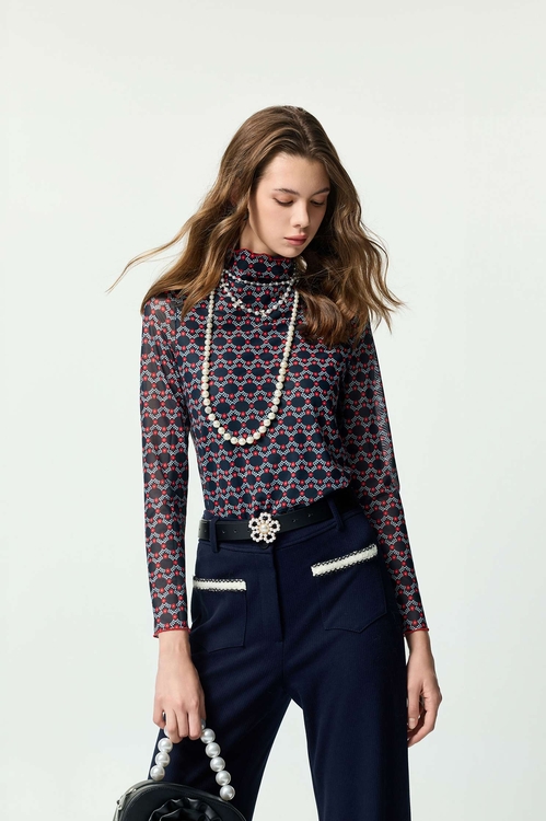 火焰花卉圖騰印花上衣,