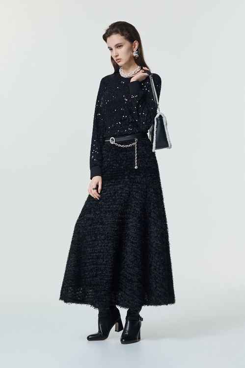 輕奢崁亮片彈性單品上衣,派對特輯