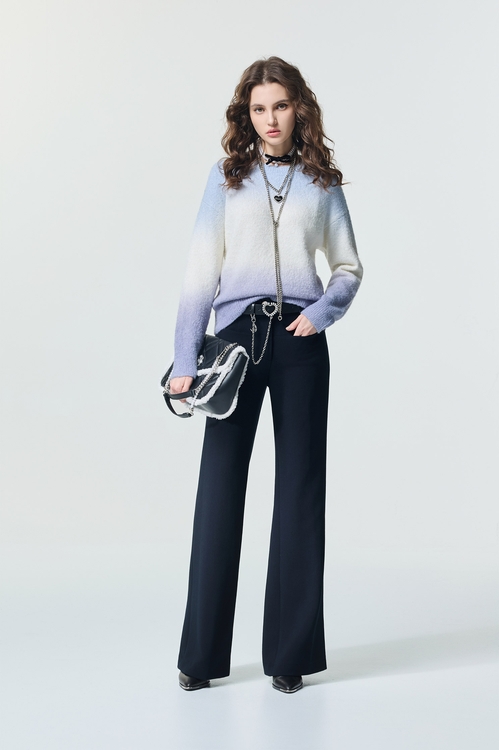 月光石藍漸層針織上衣,針織上衣