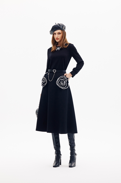 珍珠蝴蝶結縫飾單品上衣,黑色背心,黑色上衣