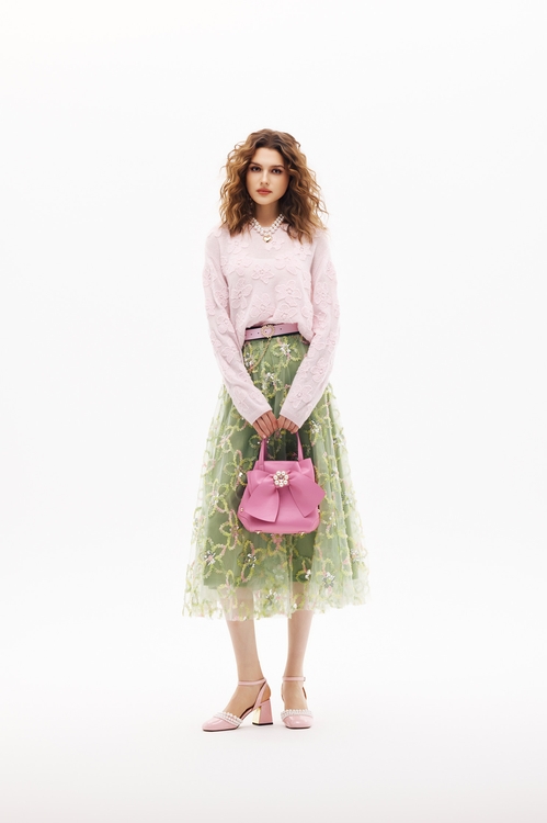 櫻花粉織花針織上衣,針織上衣