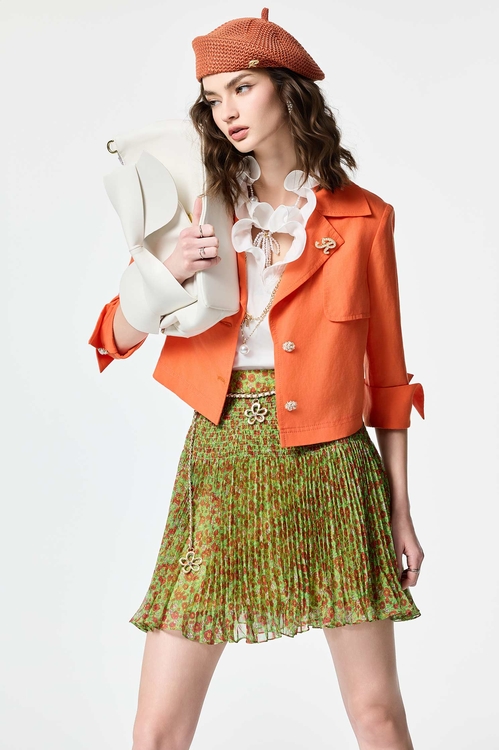 落日珊瑚色短版外套,西裝外套