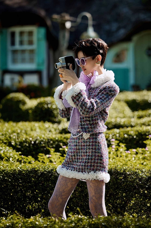 層次荷葉造型花呢紗外套,小香風外套