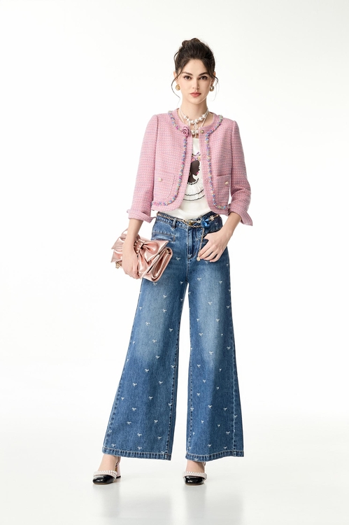 小香風鏈飾奢華粉外套,小香風外套