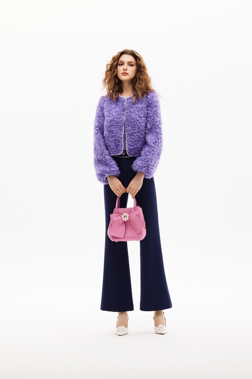 柔紫色立體壓花瓣外套,派對特輯