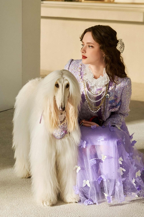 小香風柔紫花呢紗外套,小香風外套