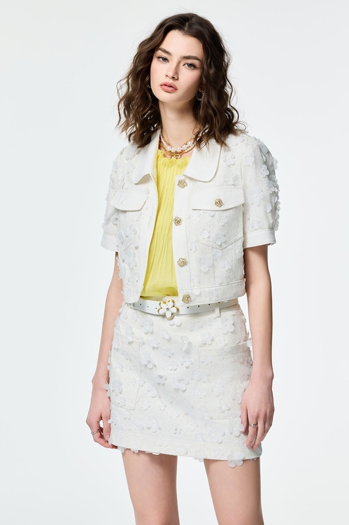 閃光花朵牛仔裙,牛仔裙