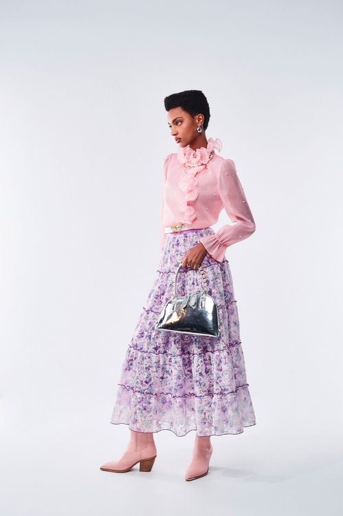 銀河丁香紫暈染長裙,紗裙