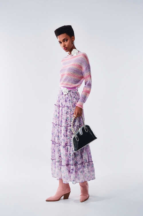 銀河丁香紫暈染長裙,紗裙